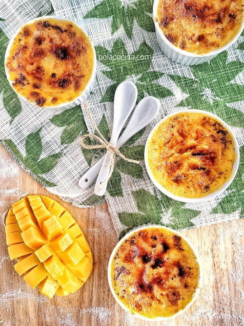 Crème brûlée de mango, receta o cómo hacer natilla caramelizada